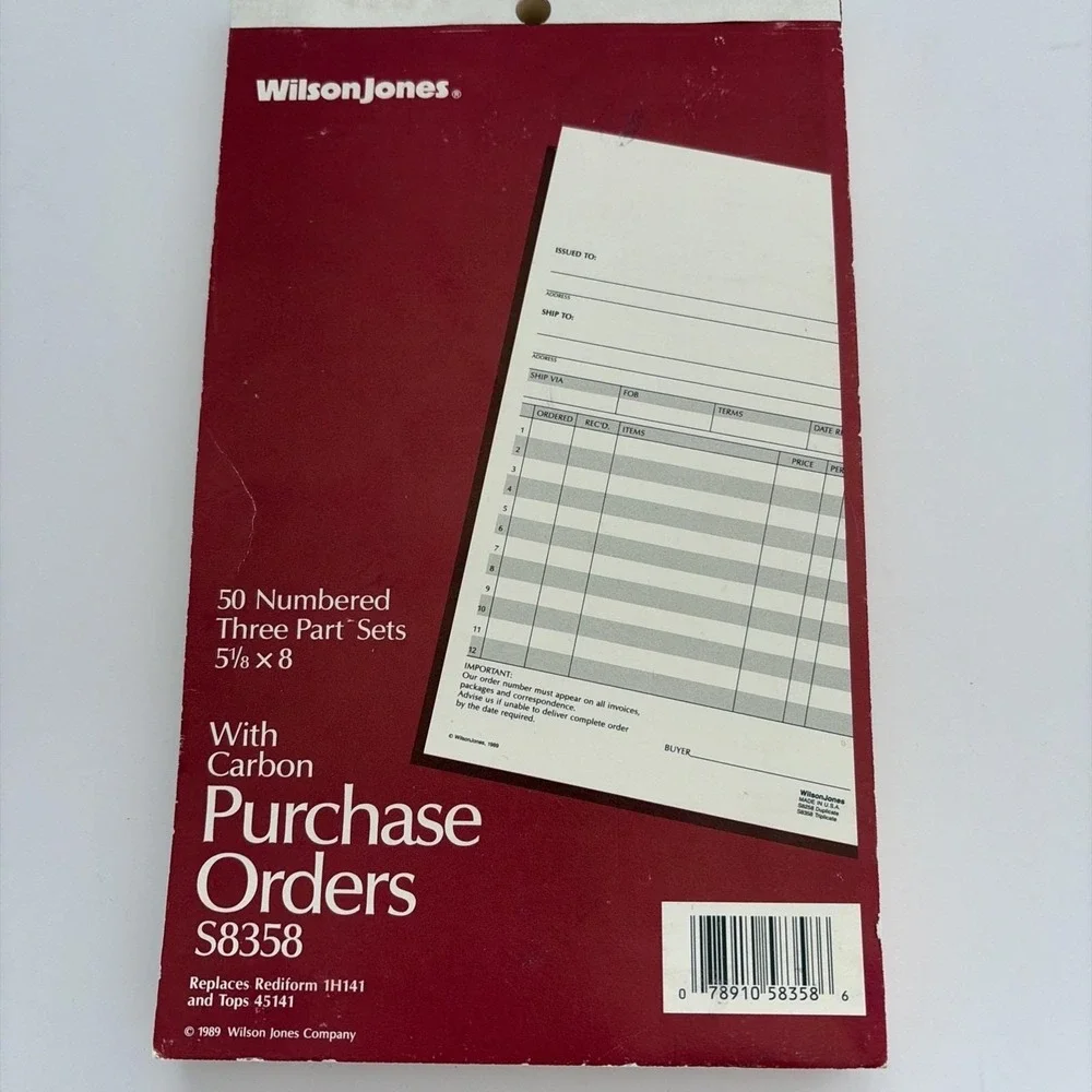 Wilson Jones Purchase Orders S8358 With Carbon, 53 Parts Sets 5 1/8 X 8